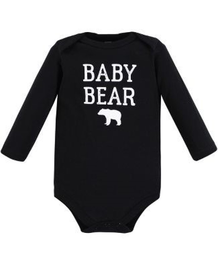 Baby Boy Cotton Long-Sleeve Bodysuits, Buffalo Plaid Bear